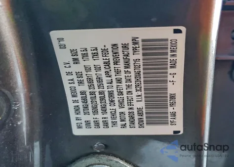 2010 Honda Cr-V Lx z USA, uszkodzony, nr VIN 3CZRE3H3XAG702715